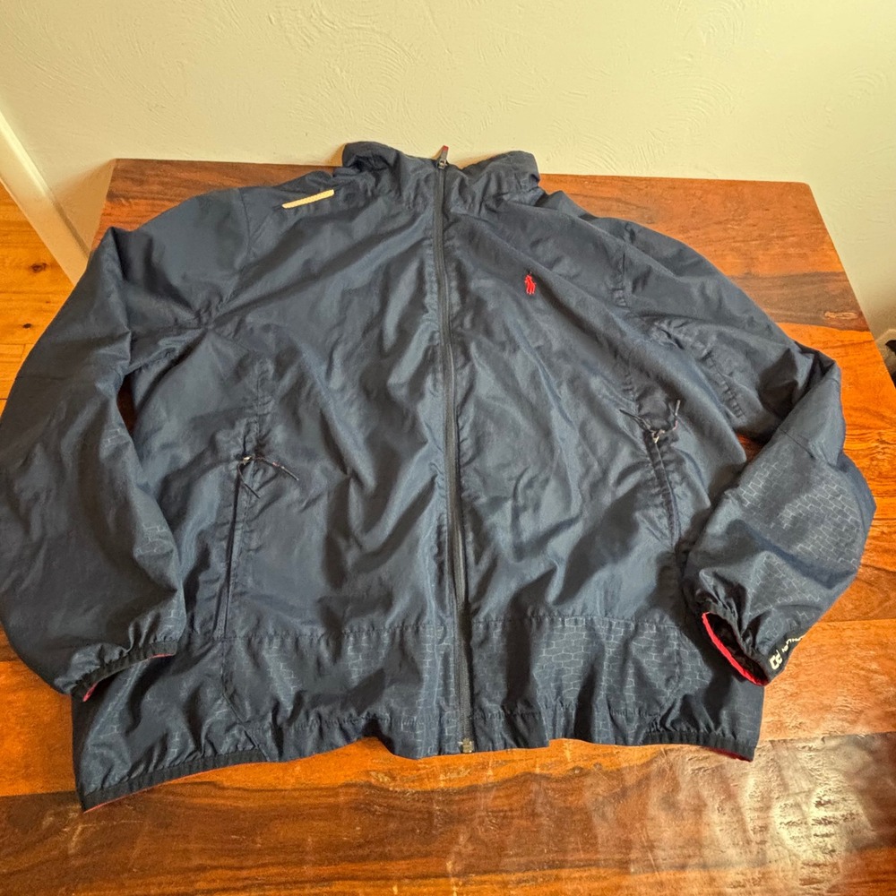 Polo Ralph Lauren Mens Navy Blue Full Zip Windbreaker Jacket 2XLT Big & Tall